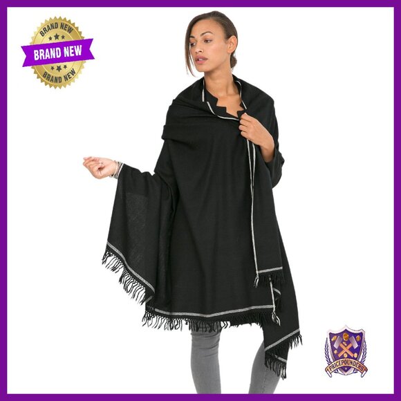 Oversized Merino Wool Blanket Scarf Shawl Wrap Travel Cozy